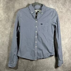 Gilly Hicks Shirt Womens Small Blue White Striped Button Down Long Sleeve Preppy